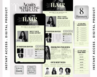 Hair Stylist Acuity Template Acuity Booking Site Template Canva Template Hair Acuity Scheduling Template Hairstylist Website