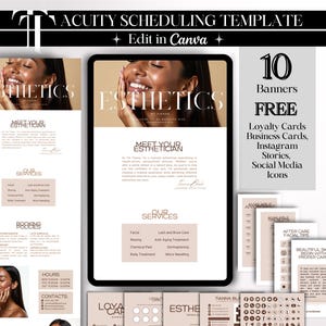Beige Acuity Template Esthetician Website Banner Esthetician Scheduling Acuity Sites Booking Page DIY Banner Canva Template Acuity Branding