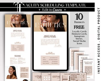 Beige Acuity Template Esthetician Website Banner Esthetician Scheduling Acuity Sites Booking Page DIY Banner Canva Template Acuity Branding