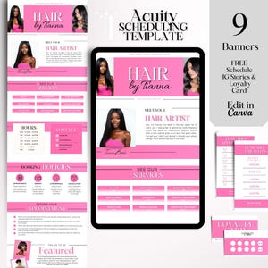 Minimalist Acuity Scheduling Template Hair Stylist Acuity Website Hair Acuity Canva Template Haar Buchung Website DIY Banner Pink Acuity