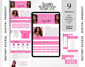 Pink Acuity Booking Template Makeup Artist Canva Scheduling Acuity Template Makeup Acuity Website Template Beauty Booking Page MUA Acuity