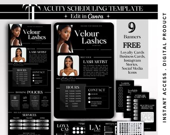 Minimalist Acuity Website Template Lash Tech Black Acuity Scheduling Template Lash Salon Booking Template Acuity DIY Banner Canva Template