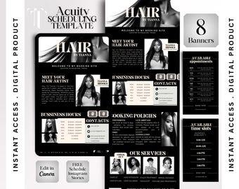 Hair Stylist Acuity Scheduling Template Black Acuity Booking Template Hair Stylist Website Hair Stylist Branding Canva Template Banner