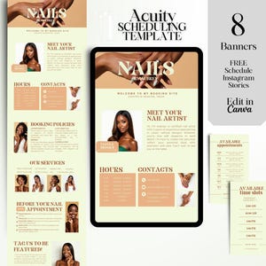 Nail Acuity Booking Site Template Nail Tech Acuity Template Nail Salon Canva Template Nail Scheduling Acuity Website DIY Business Card