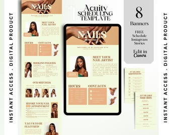 Nail Acuity Booking Site Template Nail Tech Acuity Template Nail Salon Canva Template Nail Scheduling Acuity Website DIY Business Card