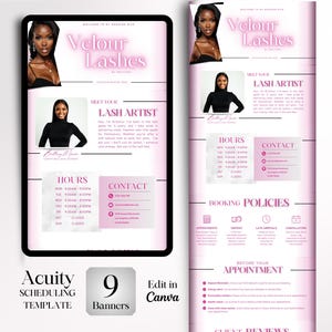 Minimalist Acuity Website Template Lash Tech Scheduling Template Lash Salon Booking Acuity DIY Banner Canva Template  Pink Acuity Template