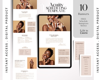 Nail Tech Acuity Template Minimalist Acuity Booking Site Template Nail Salon Canva Template Nail Scheduling Acuity Website DIY Business Card