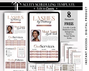 Minimalist Acuity Website Template Lash Tech Gold Acuity Booking Template Lash Salon Scheduling Template Acuity DIY Banner Canva Template