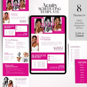 Pink Acuity Nails Scheduling Template Acuity Nail Tech Booking Site Nail Website Acuity Nail Tech Acuity Canva Nail Acuity Pink DIY Banner