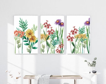 Wildflower Wall Art Set | Watercolor Botanical Prints (Digital Download)