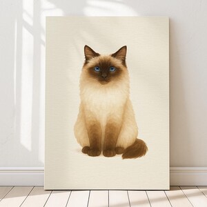 Stampa artistica di gatto Ragdoll Chocolate Point - Elegante poster di gatto a pelo lungo per un arredamento accogliente / Stampe perfette