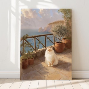 ラグドール猫のひまわり畑アートプリント – 気まぐれな植物イラスト風