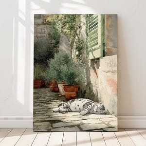 Britisch Kurzhaar Katze, gerahmtes Poster in Aquarell Gouache Stil, ruhige, silber getigerte Katze | Purrfect Drucke