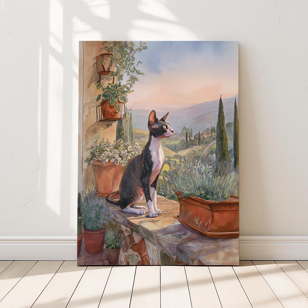 ま*ん様 手描き アクリル画 トスカーナ 猫 風景画 イラスト イタリア
