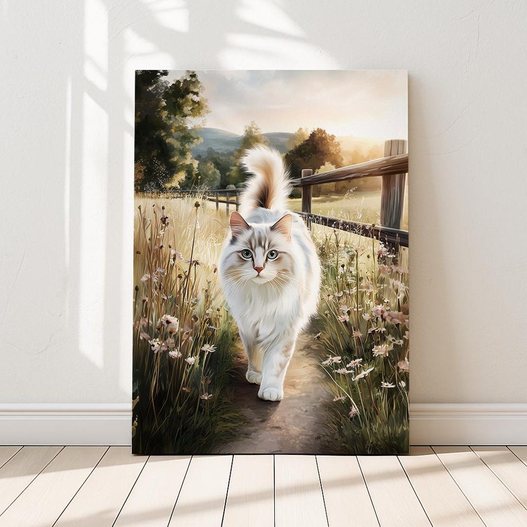 Ragdoll Cat Art Print: Golden Field, Rustic Farmhouse | Purrfect Prints ...