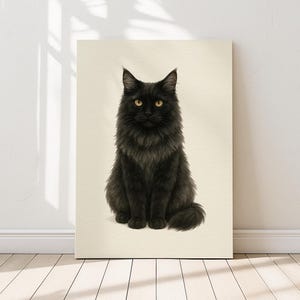 Stampa artistica da parete con gatto Maine Coon Black Smoke – Poster con gatto a pelo lungo regale per l'arredamento della casa / Purrfect Prints