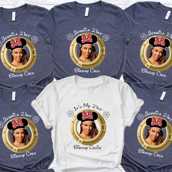 Custom Disney Photo Birthday Shirt, Minnie Birthday Matching Shirts, My Birthday Face Name and Age Shirt, Disney 40Th Birthday Shirt