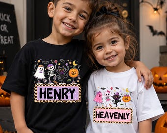 Custom Kids Halloween Name Shirt,Cute Ghost T-Shirt, Friends Halloween Shirt,Girls Halloween Tee,Halloween Toddler Tee,Boys Halloween Tee