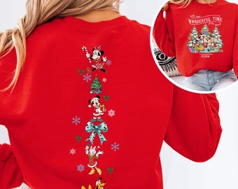 Two Sided Mickey's The Most Wonderful Time 2026 Sweatshirt, Disney Santa Mickey And Friends Group Christmas Shirt, Disneyland Xmas Tee