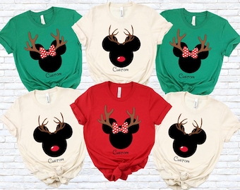 Matching Disney Christmas Shirts - Family Reindeer Tees in Holiday Colors
