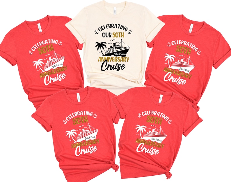 Personalized 50th Anniversary Cruise Shirts, Matching Couple Tee, Custom Anniversary Crew Shirt bild 3