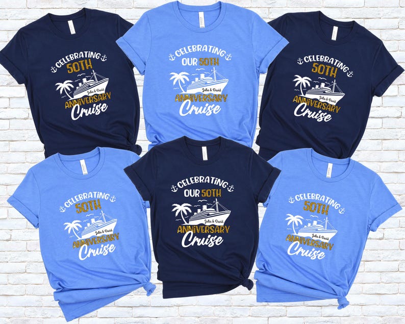Personalized 50th Anniversary Cruise Shirts, Matching Couple Tee, Custom Anniversary Crew Shirt bild 4