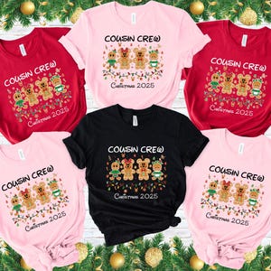 Custom Cousin Crew Christmas Shirts 2025, Matching Gingerbread Family Tees, Disney Holiday Cousin Outfits, Kids Xmas Group Shirt Idea