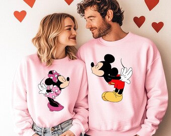 Disney Valentine Couple Matching Shirts, Mickey and Minnie Sweatshirt, Disney Outfits for Him and Her, Valentine Gift Hoodie