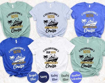 Personalized 50th Anniversary Cruise Shirts, Matching Couple Tee, Custom Anniversary Crew Shirt