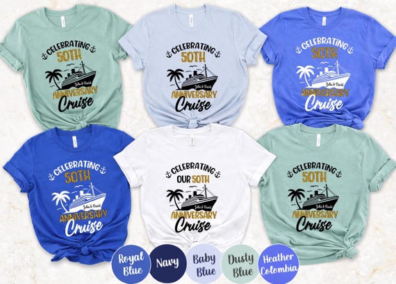 Personalized 50th Anniversary Cruise Shirts, Matching Couple Tee, Custom Anniversary Crew Shirt