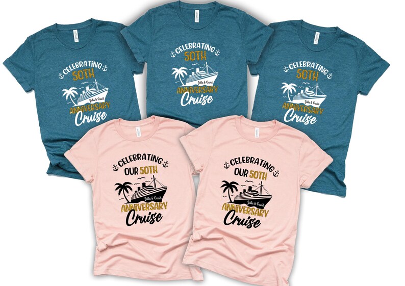 Personalized 50th Anniversary Cruise Shirts, Matching Couple Tee, Custom Anniversary Crew Shirt bild 5