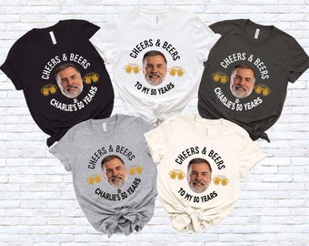Custom Face 50th Birthday Beer Shirts: Cheers and Beers Party Tees