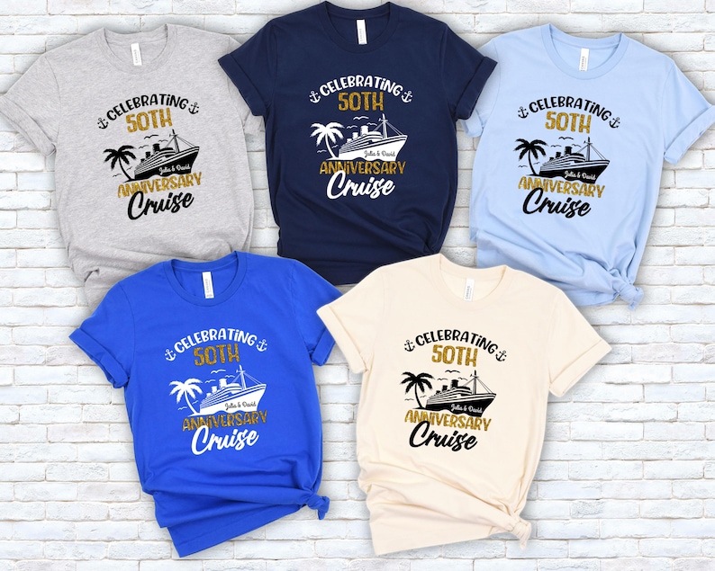 Personalized 50th Anniversary Cruise Shirts, Matching Couple Tee, Custom Anniversary Crew Shirt bild 6