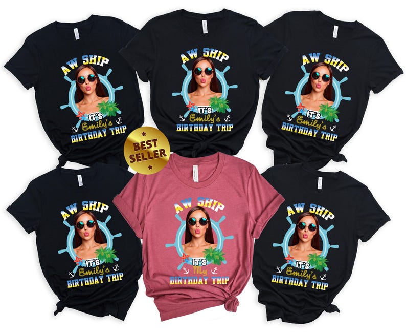 Custom Birthday Cruise Shirt: Personalized Photo Trip, Nautical Tee image 2