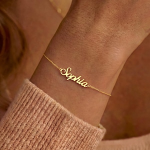 Custom Name Bracelet, 18K Gold Plated Name Bracelet, Personalized Name Bracelet, Adjustable Bracelet, Birthday Gift for Her, Gift for Mom