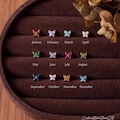 Birthstone Butterfly Stud Earrings, 5mm Titanium Screw Back Studs, 12 Month Dainty Gold Earrings, Birthday Gift for Her