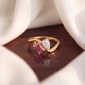 Toi Et Moi Ring Personalized, Twin Birthstone Ring, Dainty 14K Gold Plated Ring, Custom Couple Jewelry, Anniversary Gift, Gift For Her