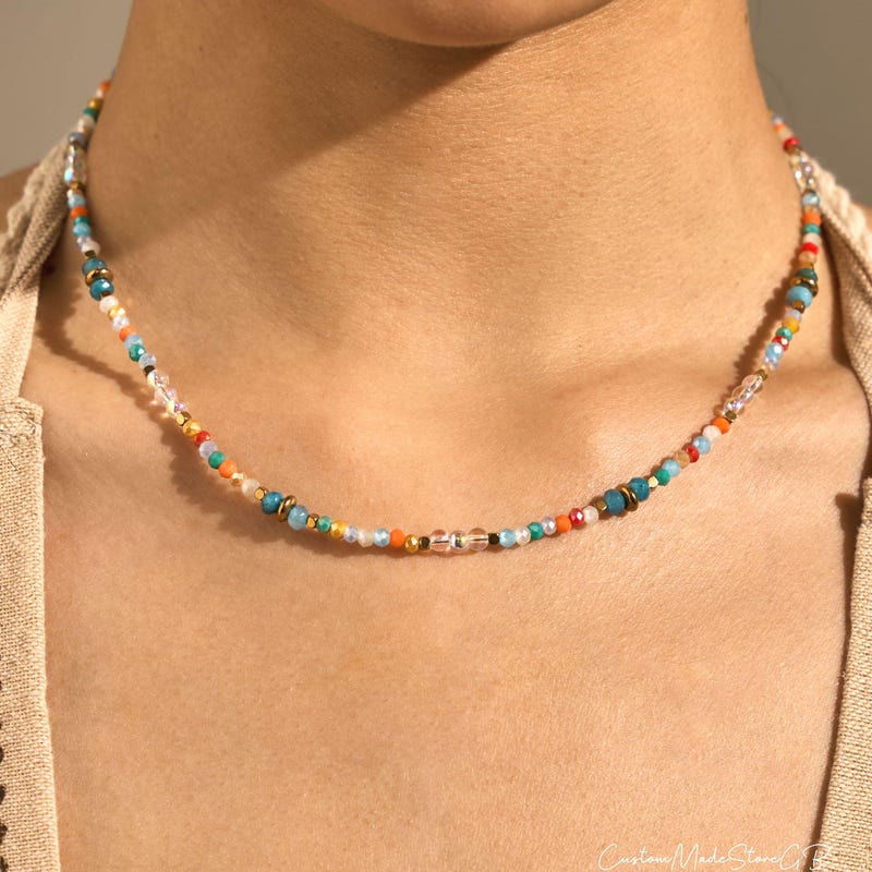 The Leather Stone Slider Necklace in Natural main image 0