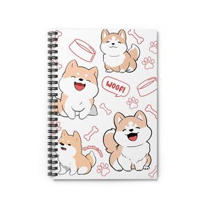 Cute Shiba Inu Dog Lover's Spiral Notebook - Perfect for Pet Owners, Dog Enthusiasts, School, Journaling, Gifts, Woof!
