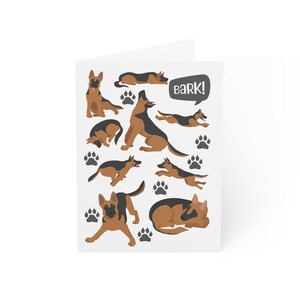 Playful German Shepherd Dog Themed Greeting Cards Set, Perfect for Pet Lovers, Birthdays, Thank You, Cards and Envelopes