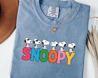 スヌーピー コンフォートカラーズ Tシャツ、レトロ ピーナッツ グラフィック Tシャツ