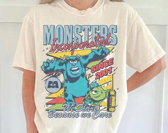 Comfort Colors Monsters Incorporated Since 2001 We Scare Because We Care T-Shirt, Disney Sulley & Mike Monster Inc Tee, Monsters University