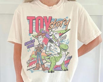 Toy Story Retro Shirt, Woody Buzz Rex, Since 1995 Comfort Colors Tee