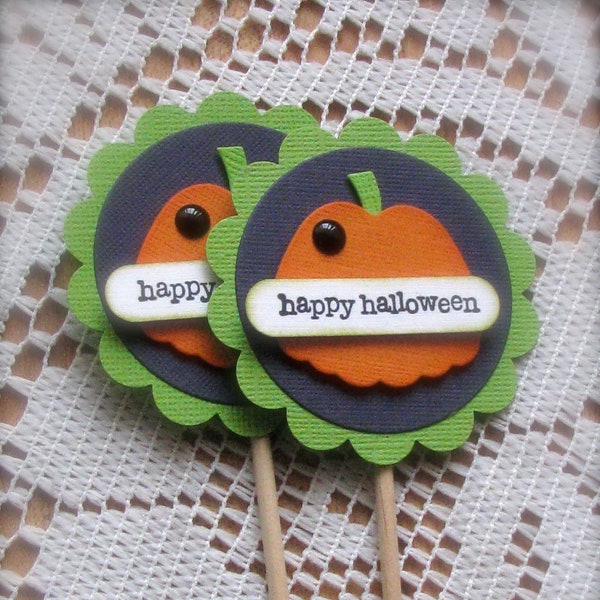 Fall | Autumn | Happy Halloween | Cupcake Topper Embellishments | Set of 2 | Shipping Included