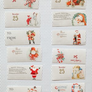 Kerst label stickers / / kerst tickets / / kerst labels / / Shabby Chic / / Vintage stijl stickers / / Set van 12