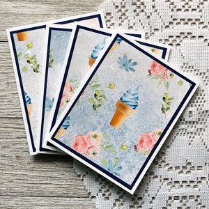 Cartes d'anniversaire | Cartes de cornet de crème glacée | Cartes d'été | Cartes d'amitié | Juste parce que les cartes | Penser à vous cartes | Lot de 4