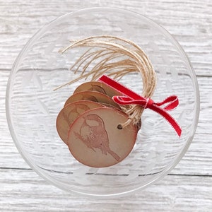 Vintage Bird Tags | Vintage Red Tags | Circle Tags | Price Tags | Gift Tags | Set of 12 | Shipping Included