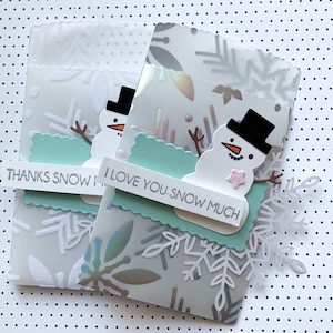 Porte-cartes-cadeaux de Noël || || du détenteur d’argent || d’hiver || bonhomme de neige Stampin Up || Flocons de neige || || de vélin Ensemble de 2