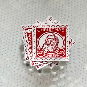 Adesivos de postagem de inverno || Adesivos de Natal || Selo vermelho do Papai Noel || Adesivos estilo vintage || Selos de adesivos || Conjunto de 12