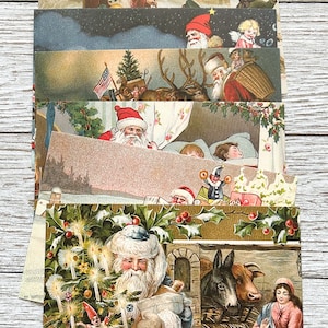 Kerstkaarten || Vakantie ansichtkaarten || Winter ansichtkaarten || Vintage Kerstman || Set van 6